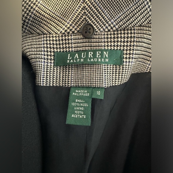 Lauren Ralph Lauren Blazer Academia Coat Wool  Checker Gray button Equestrian 10 - Picture 6 of 11